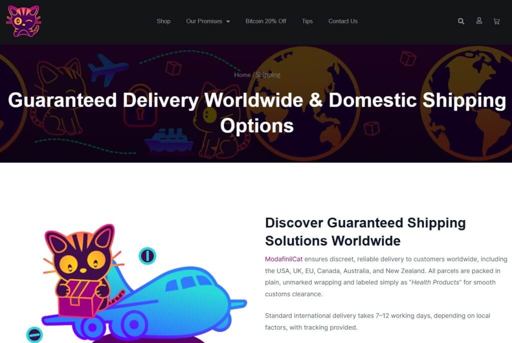 ModafinilCat Shipping Page